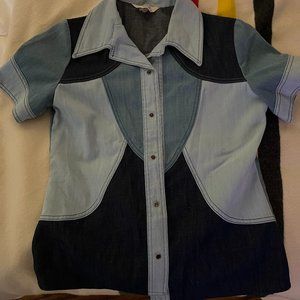 denim boho cap sleeve snap shirt jacket(very chloe, stella mccartney)